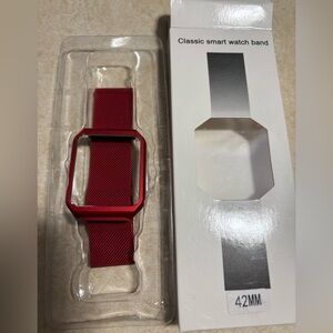 NWT Red Stainless Steel Mesh 42mm Smartwatch Band